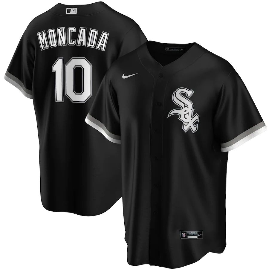 Mens Chicago White Sox #10 Yoan Moncada Nike Black Alternate Replica Player Name MLB Jerseys->chicago white sox->MLB Jersey